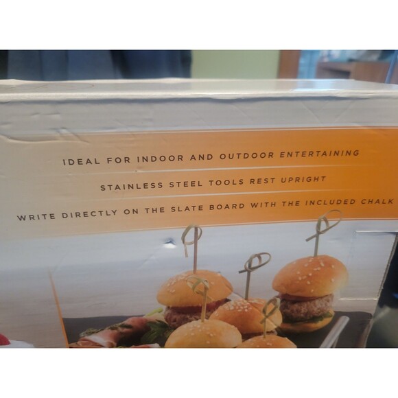 NIB Wolfgang Puck Slate Tray with 3 Cheese Knives Charcuterie Set - Picture 5 of 10